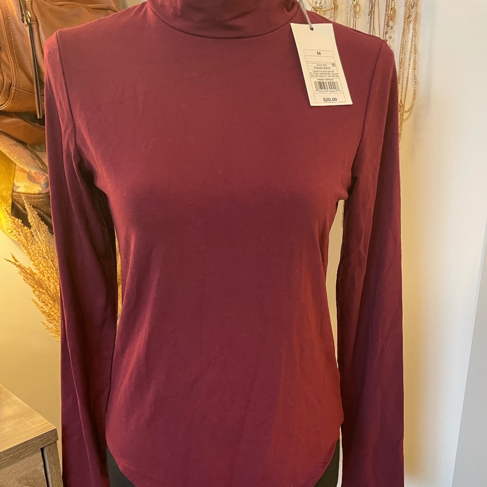 Mock Neck Burgundy Cheeky Bodysuit